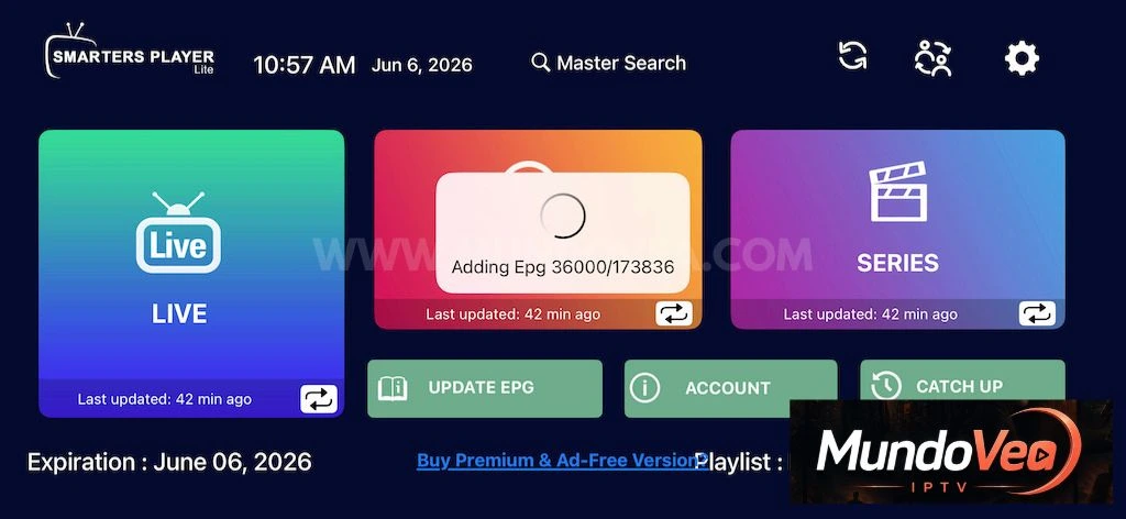 Adding EPG counter installing in Smarters Player Lite